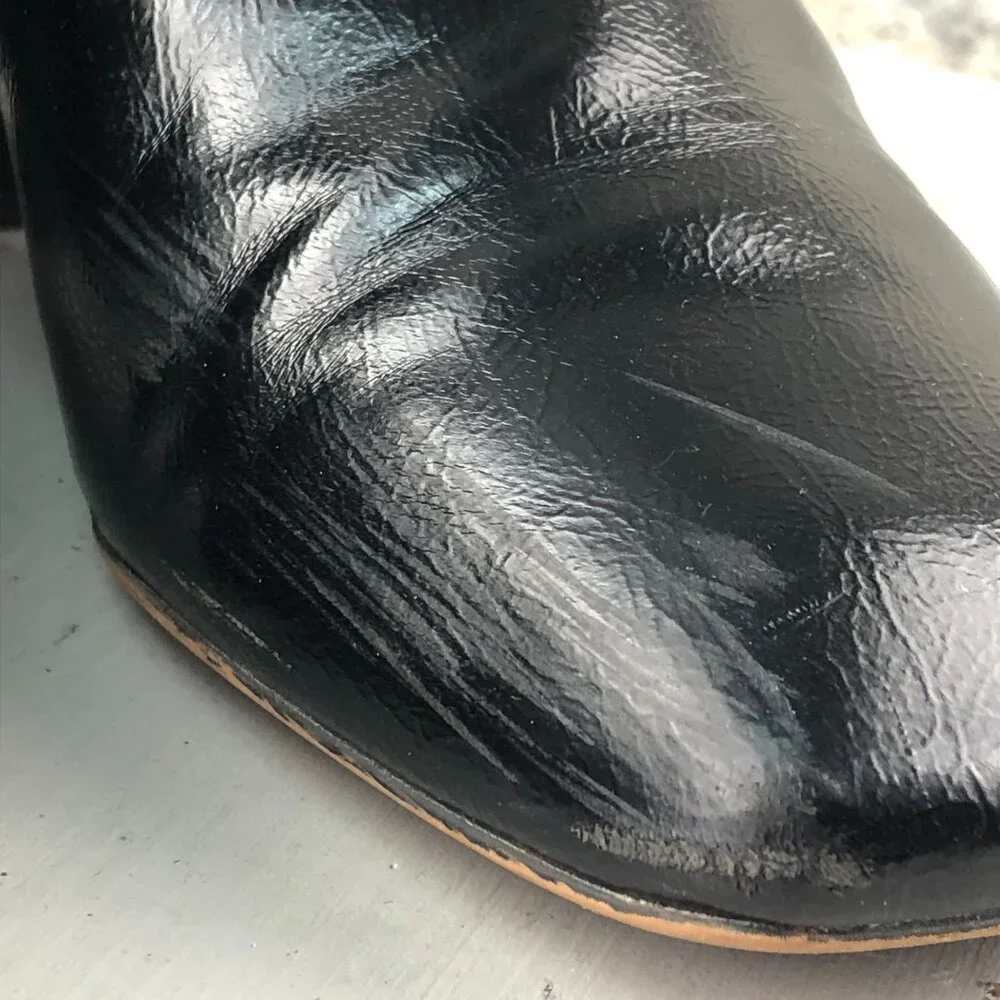 Franco Sarto Women's Size 10M Waxton Black Faux Leather Square Toe Ankle Booties
